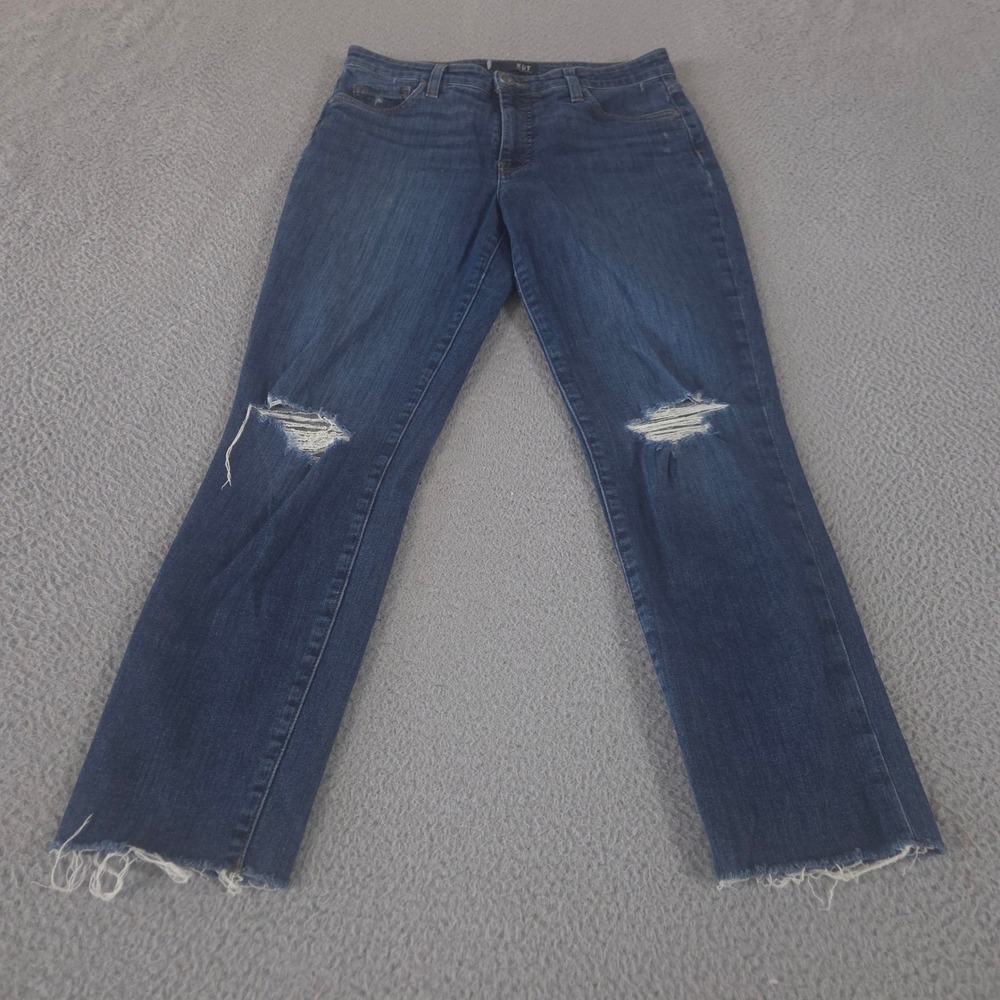 Kut from the Kloth Jeans Women 6 Blue Reese Fab Ab Ankle Straight Leg Distressed